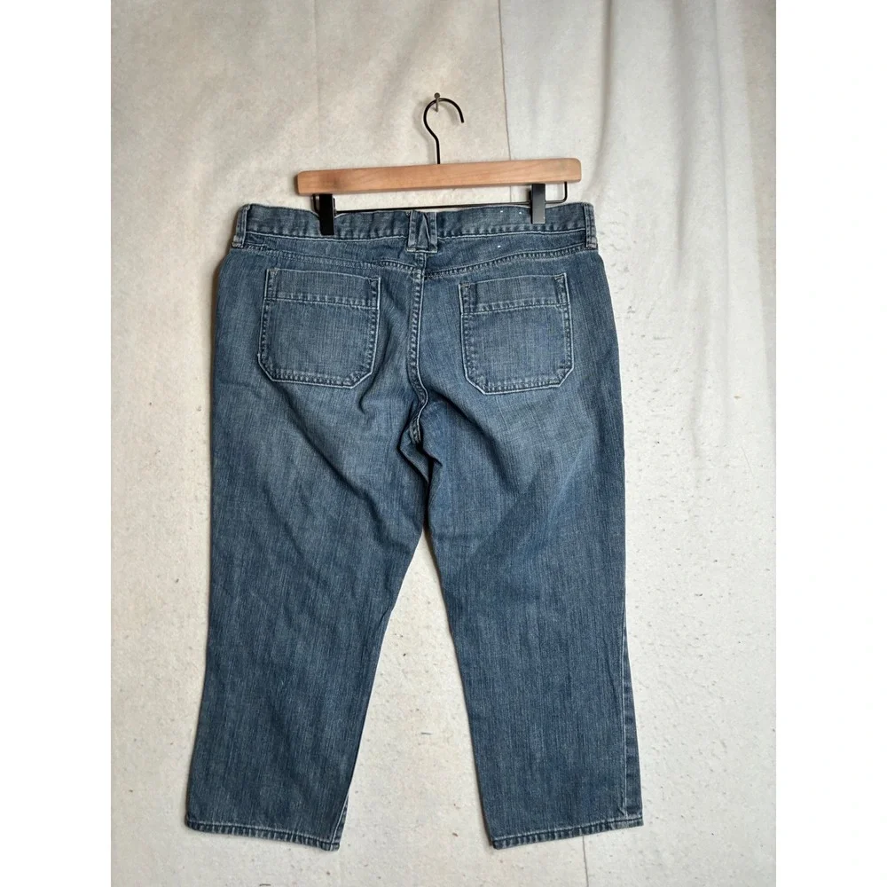 Vtg Old Navy Womens Low Rise Cropped Jeans Medium Wash Denim Capri Size‎ 14 Y2K